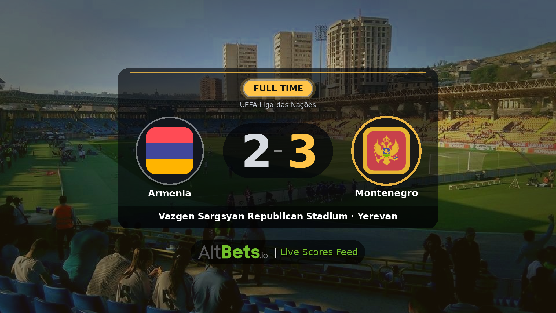 Armenia 2-3 Montenegro: Match Recap and Result