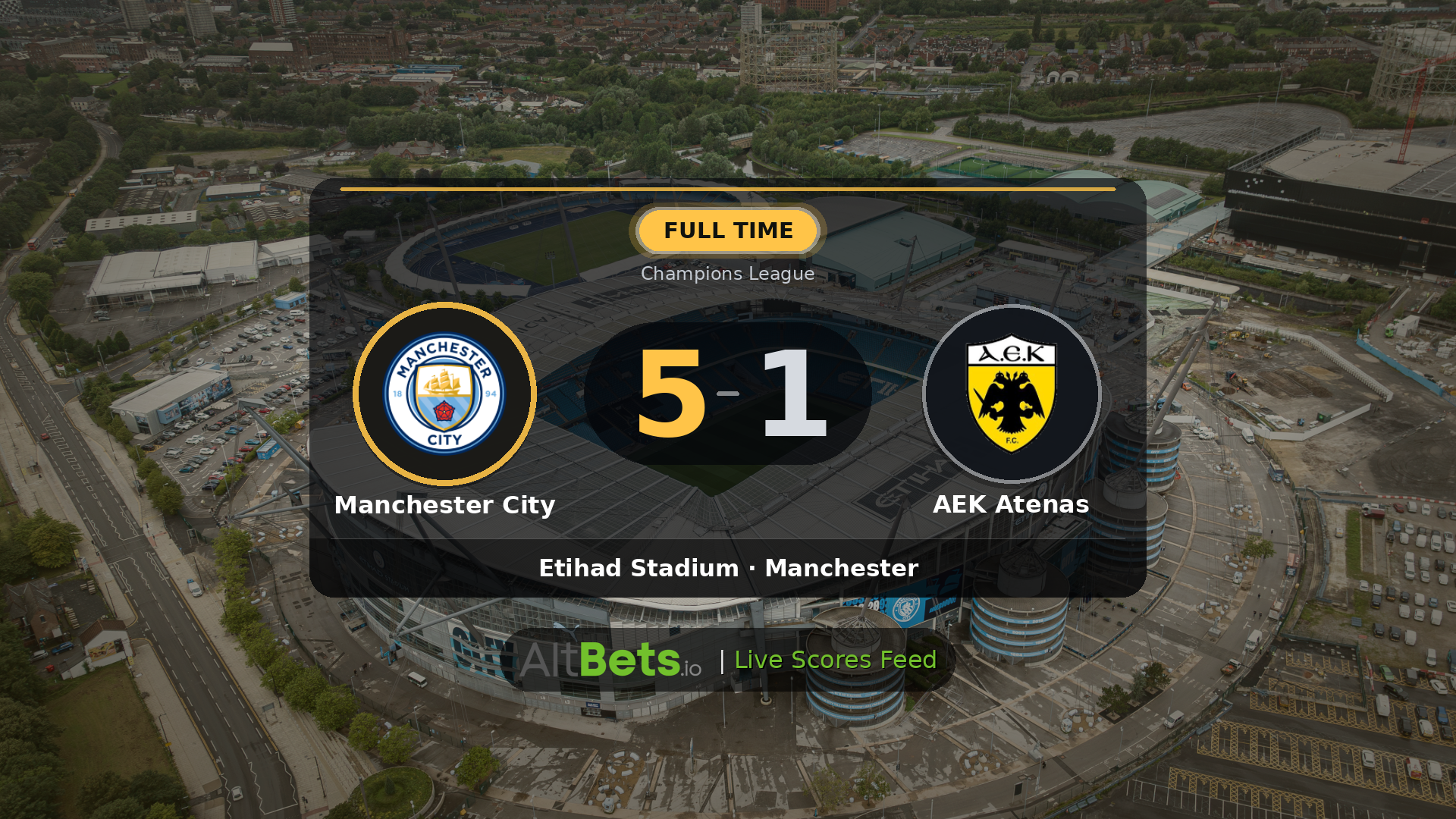 Manchester City 5-1 AEK Atenas: Match Recap and Result