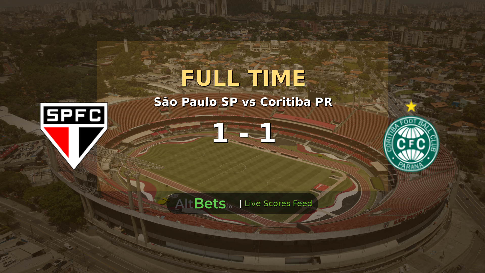São Paulo SP 1-1 Coritiba PR: Brasileirão Série A Ends All Square