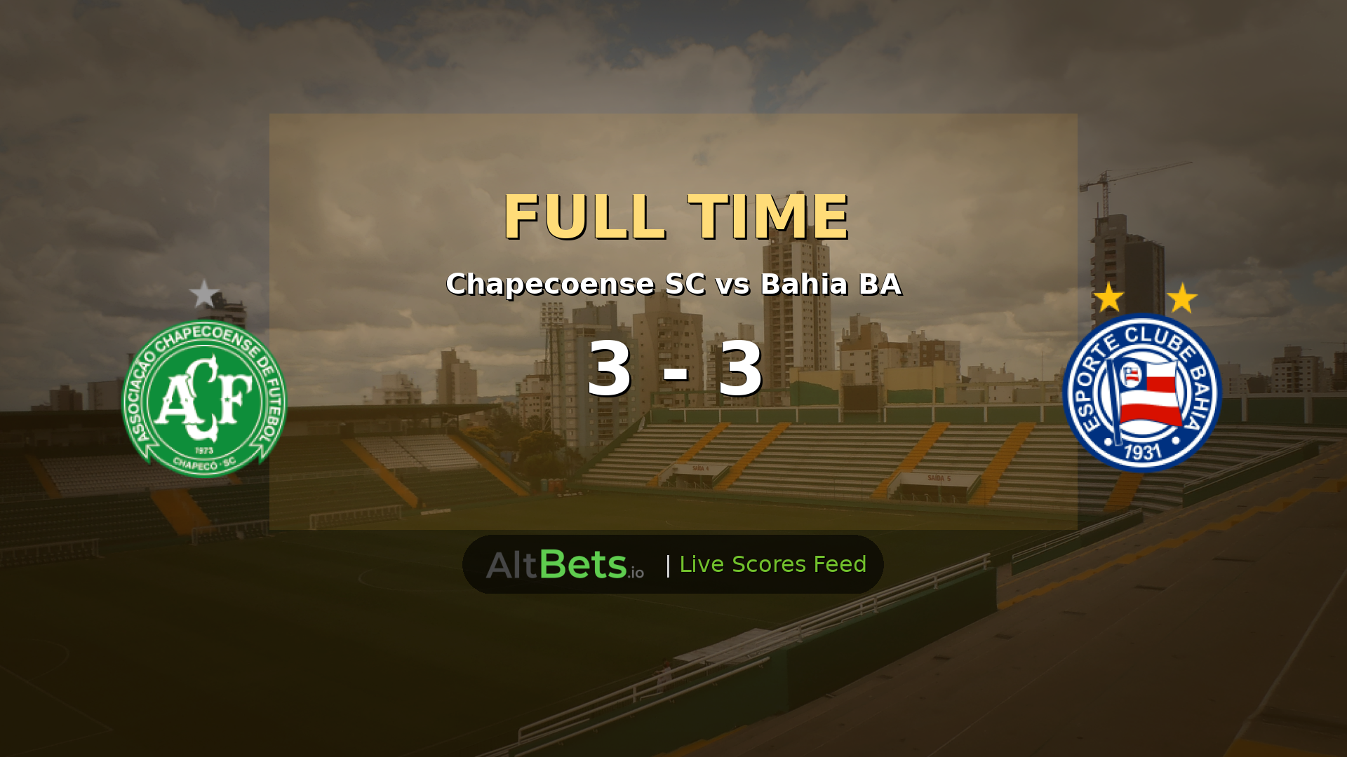Chapecoense SC 3-3 Bahia BA: High-scoring draw in Brasileirão Série A