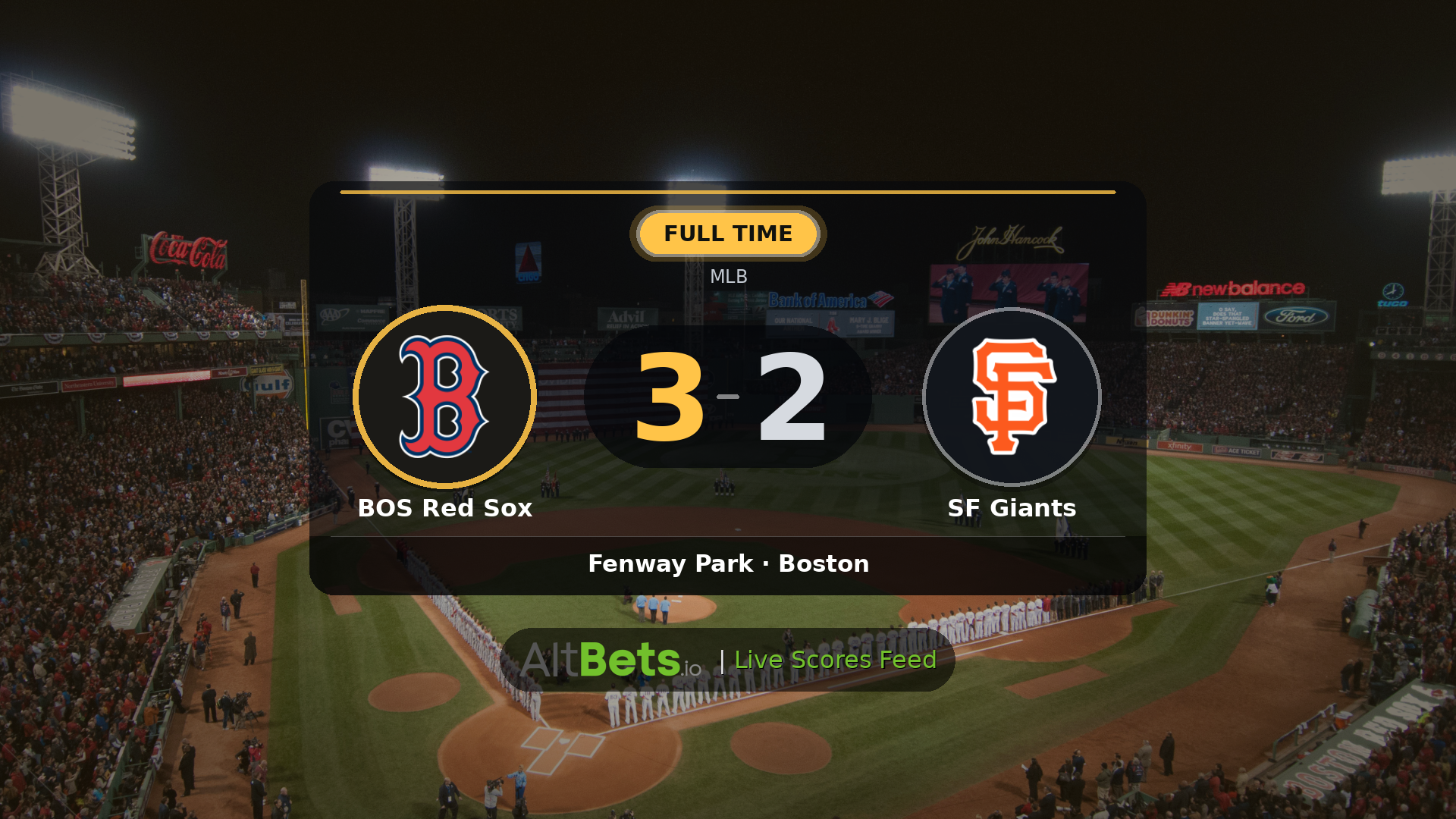 BOS Red Sox 3-2 SF Giants: Match Recap and Result