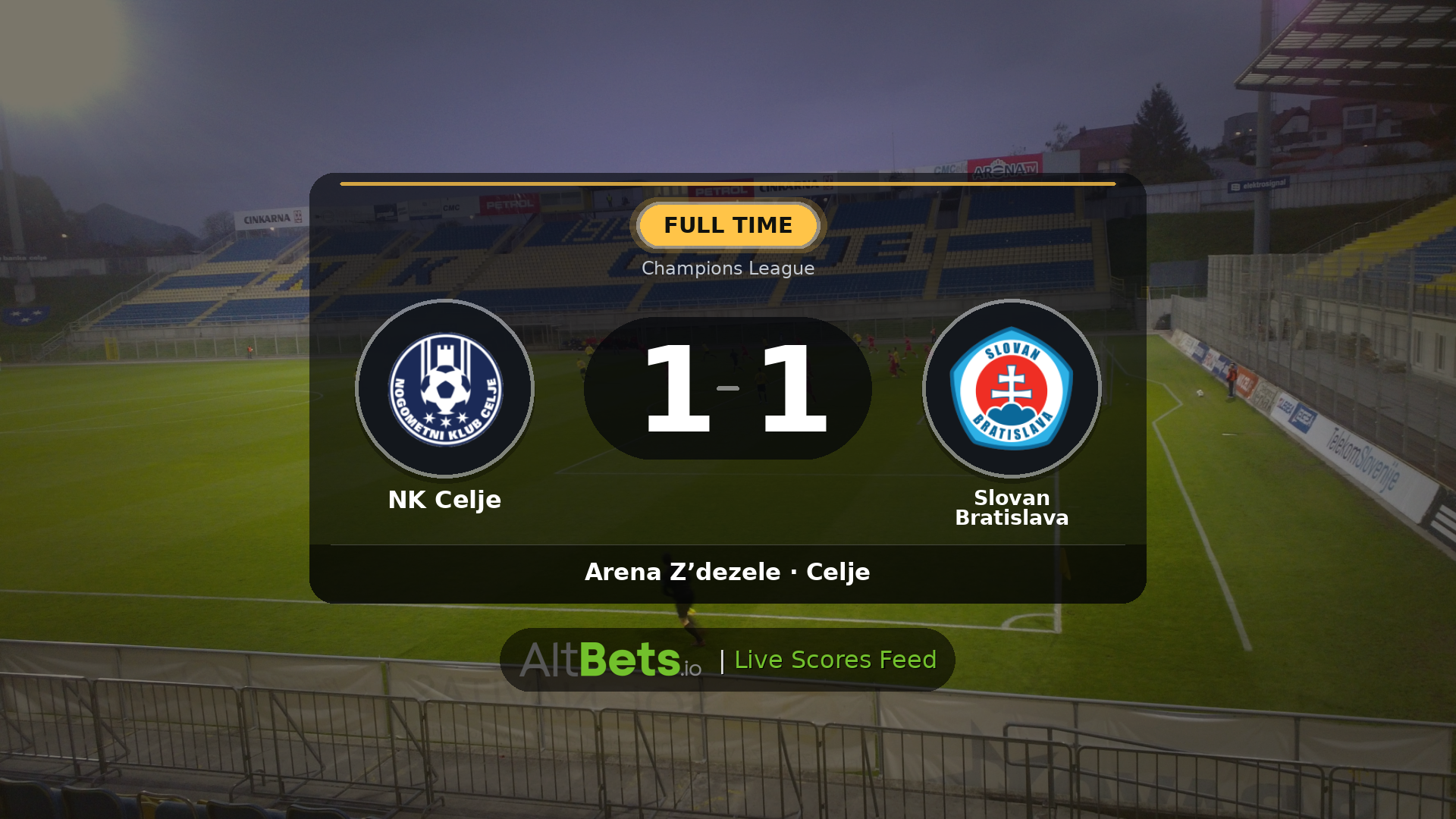 NK Celje 1-1 Slovan Bratislava: Match Recap and Result