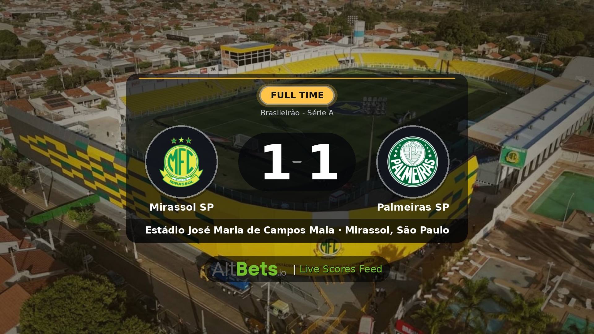 Mirassol SP 1-1 Palmeiras SP: Match Recap and Result