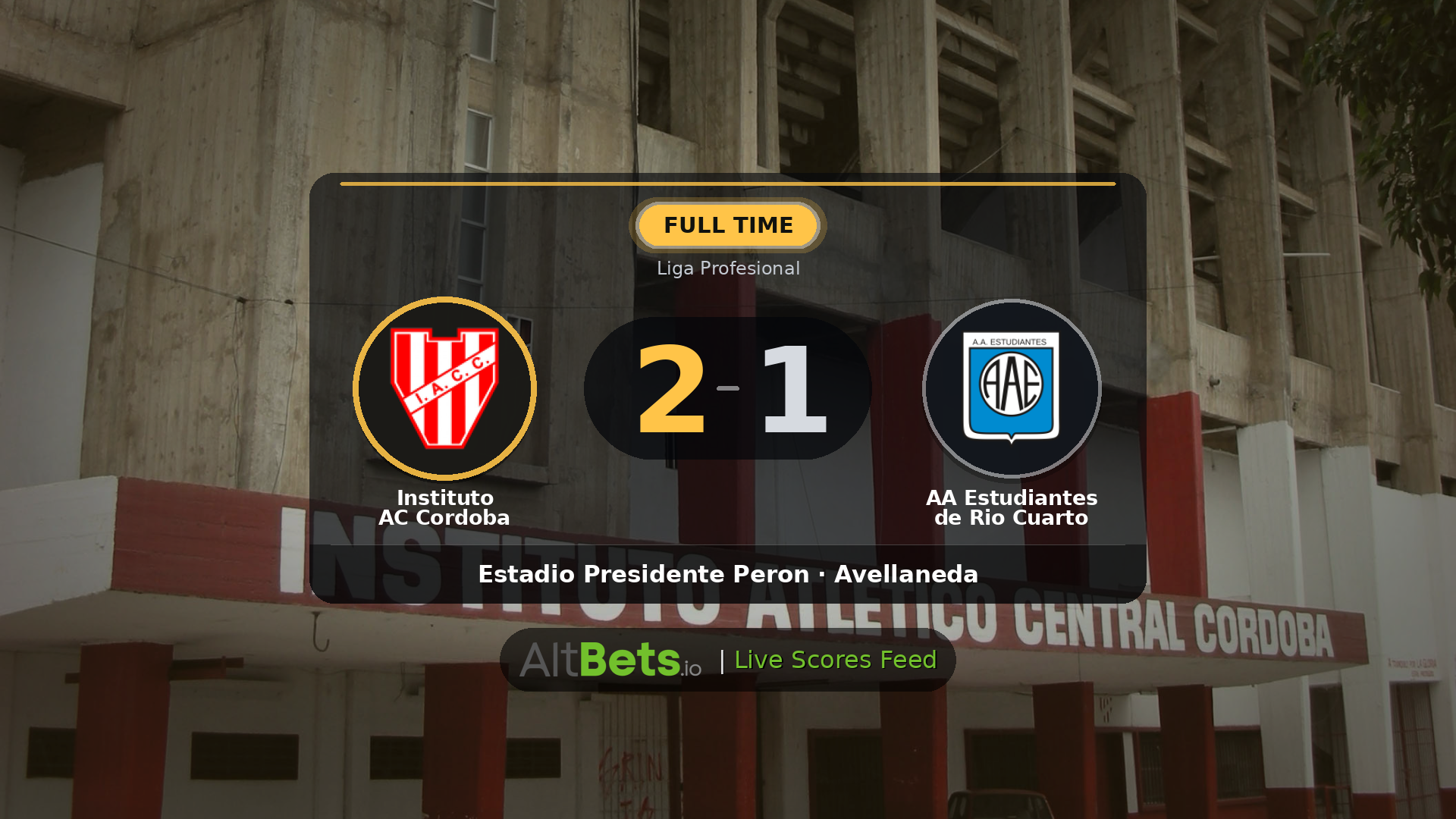 Instituto AC Cordoba 2-1 AA Estudiantes de Rio Cuarto: Match Recap and Result